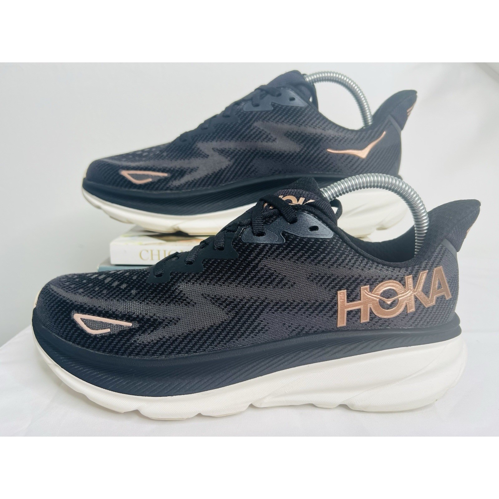 Hoka Clifton 9 Women's Outdoor Athletic Black Running Shoes Sneakers Sz 9.5b